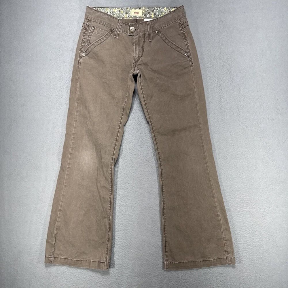 Levis Tab‎ Twill Pants Womens 3 Medium Brown Flare Faded Distressed Boho Peasant